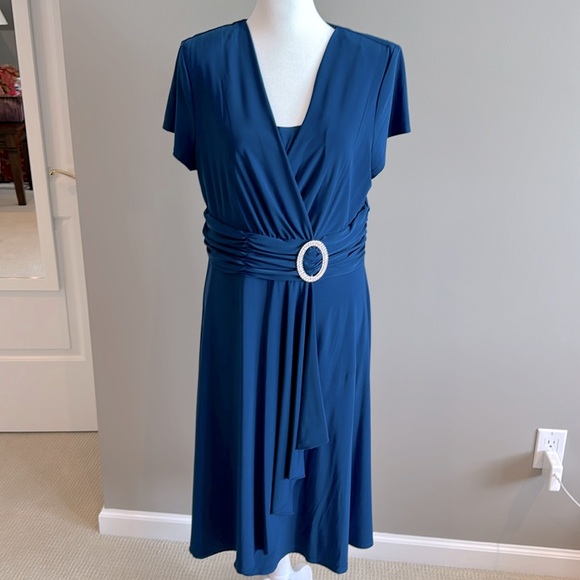 R&M Richards Dress w Rhinestone Buckle 14 - Picture 1 of 9